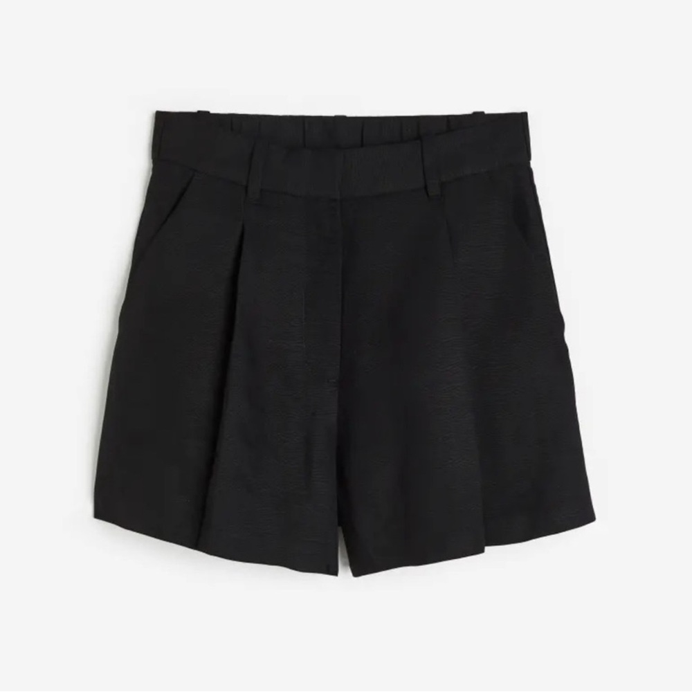H&M Black High Waist Linen Blend Women's Shorts